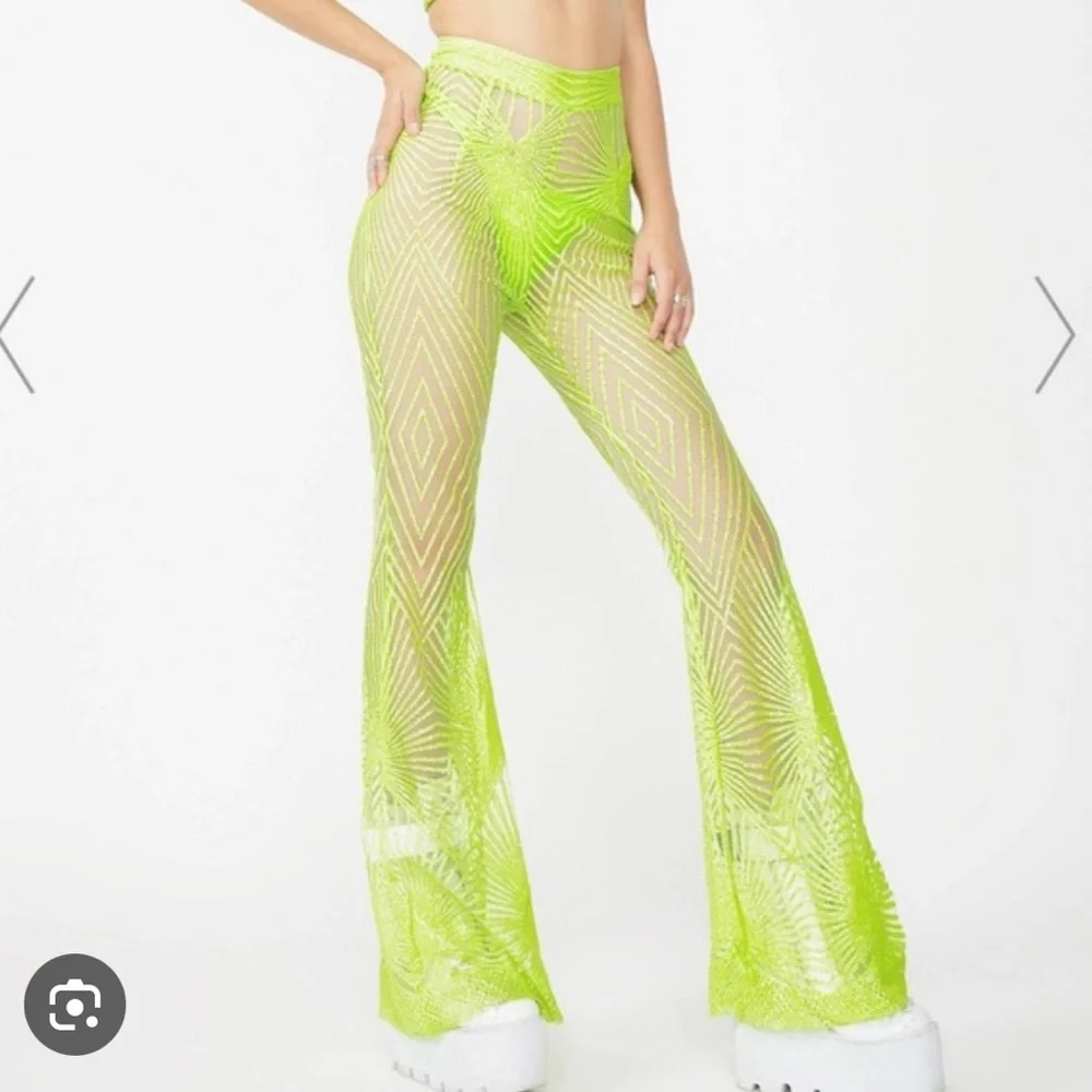 ELSIE & FRED Memphis Bell Lime Green Glitter Pants - Picture 1 of 1